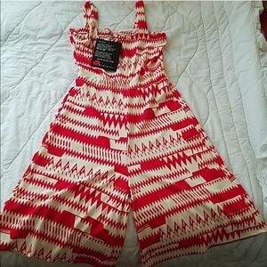Red and Cream Aztec Romper